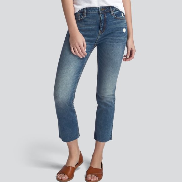 Stevie Crop Straight in Medium Wash - Picture 1 of 6